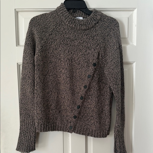 Zara Cozy Brown Sweater with Button Detail - Picture 1 of 3